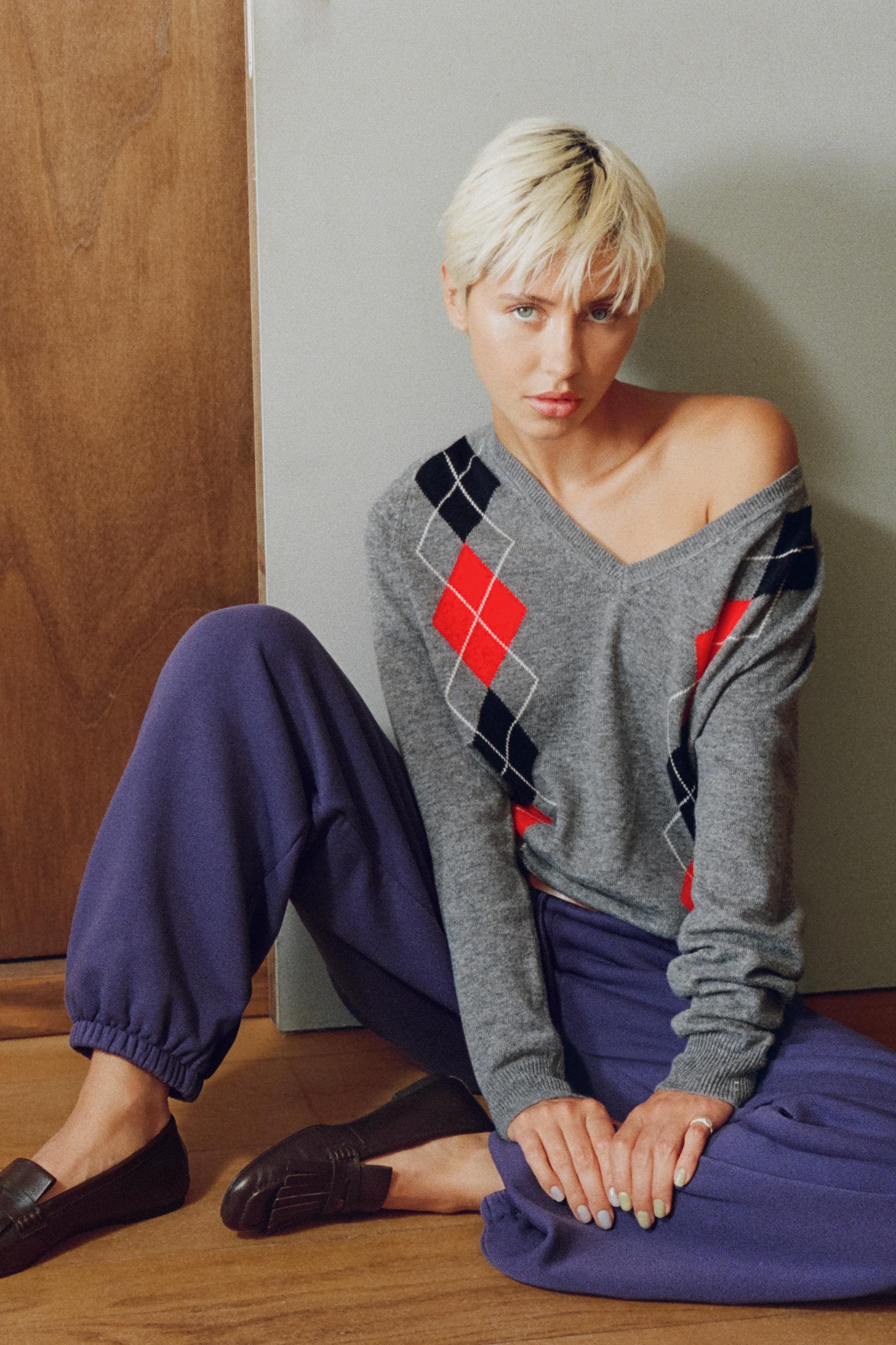 PULL EN LAINE À LOSANGES